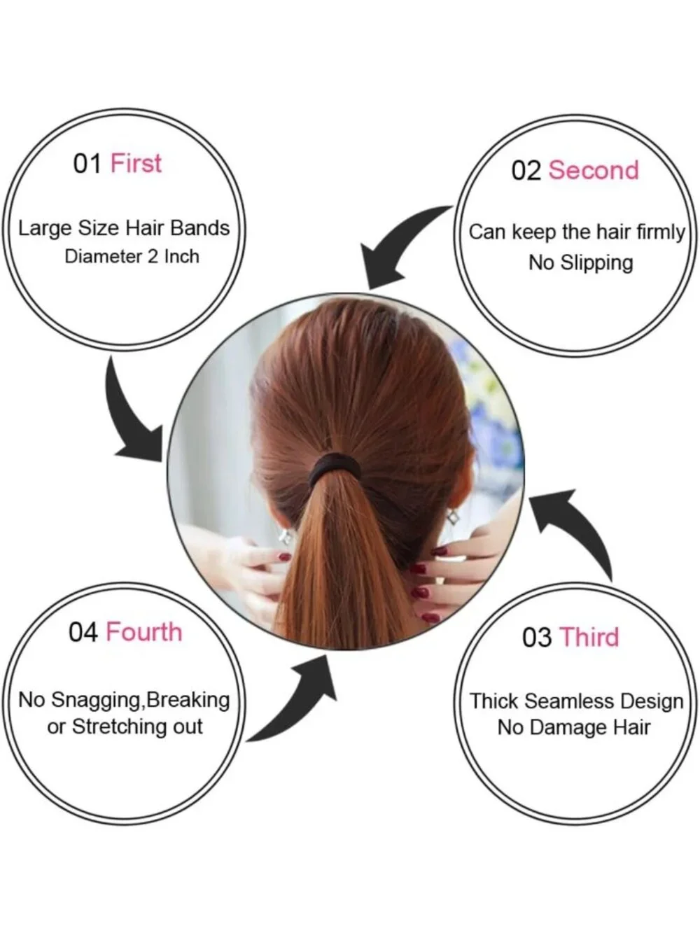 Seamless Hair Ties for Thick Hair - 100PCS Cotton Ponytail Holders & Scrunchies